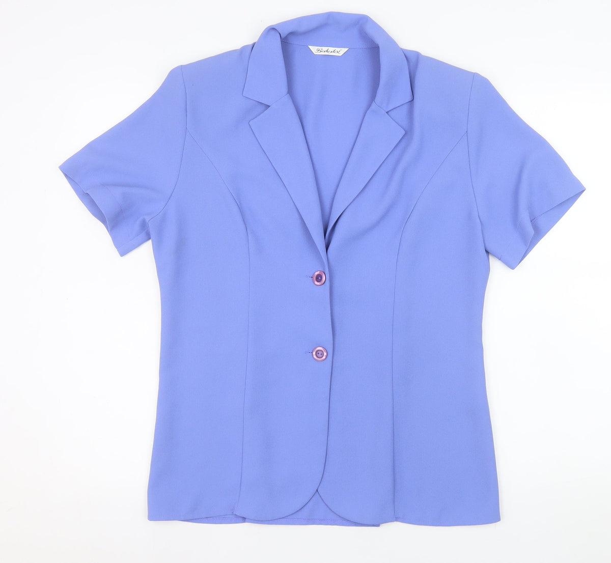 Berkertex Women Blue Short Sleeve Collared Button Blouse Size 14