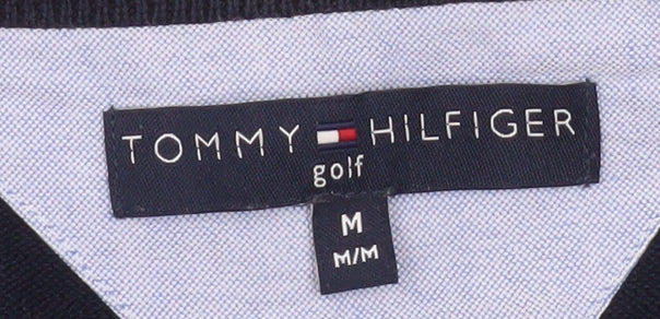 Tommy Hilfiger Mens Blue Argyle V-Neck Golf Cotton Jumper M