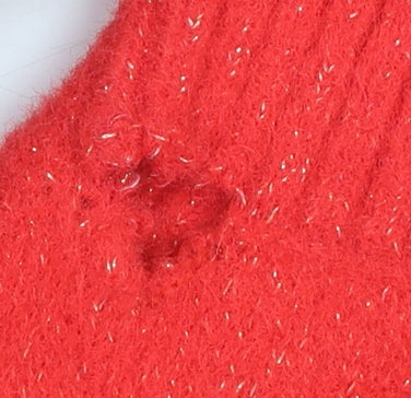 Marks and Spencer Womens Red Mock Neck Short Sleeve Knit Jumper Size S