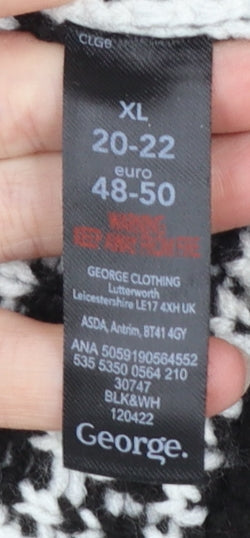 George Women’s Black White XL Fair Isle Reindeer Christmas Jumper