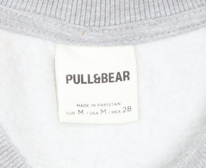 Pull&Bear Men's Grey Pullover Sweatshirt Size M Crew Neck Fleece Lined