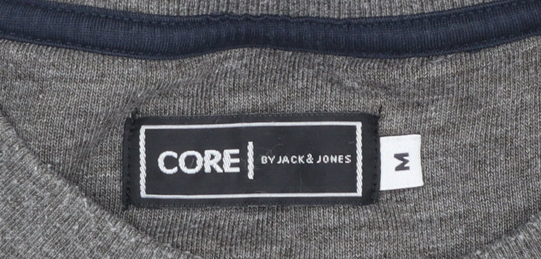 Jack & Jones Men's Grey Logo Sweatshirt Regular Fit Pullover M