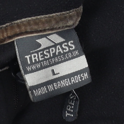 Trespass Mens Black Fleece 1/4 Zip Pullover Sweatshirt L Regular Fit