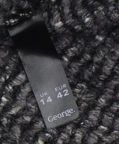 George Women’s Black Collared Chunky-Knit Pullover Jumper UK 14