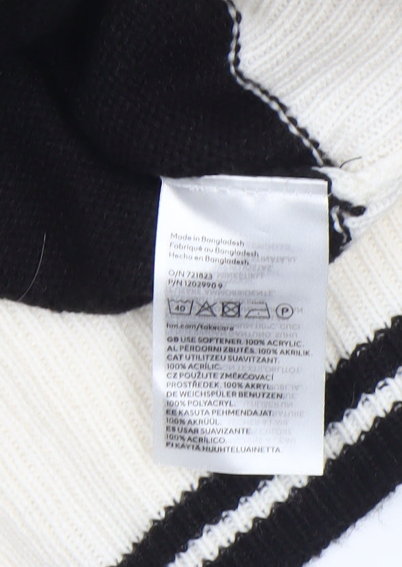 H&M Divided Women's Black White Striped Knit Jumper XS