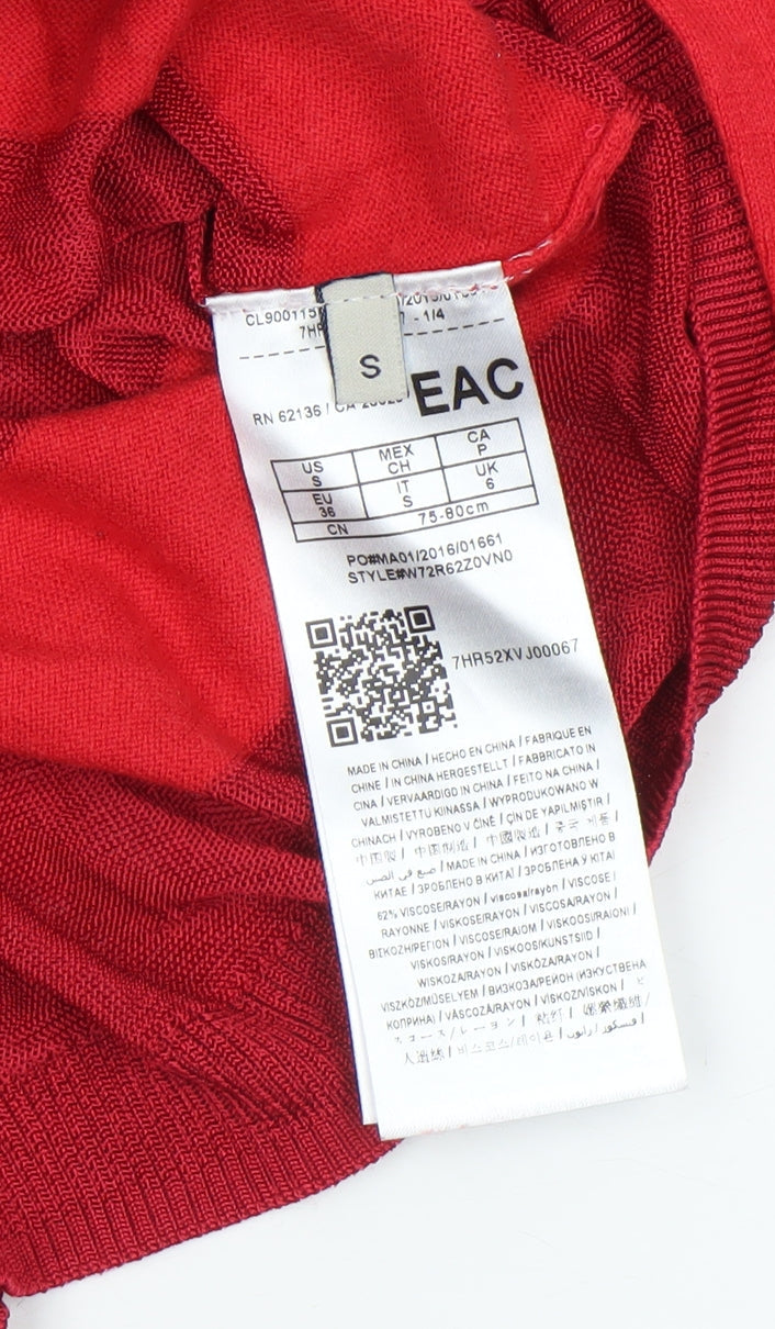 Guess Women's Red Boat Neck Long Sleeve Pullover Jumper Size 6