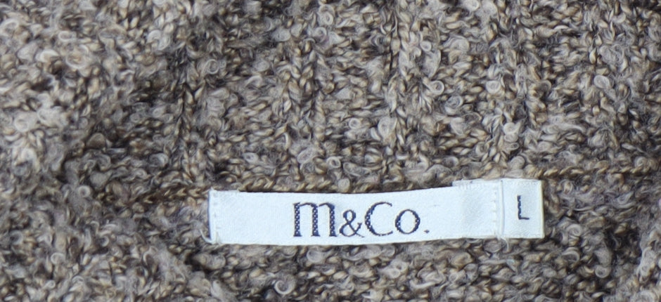 M&Co Women Brown Chunky Knit High Neck Pullover Jumper L