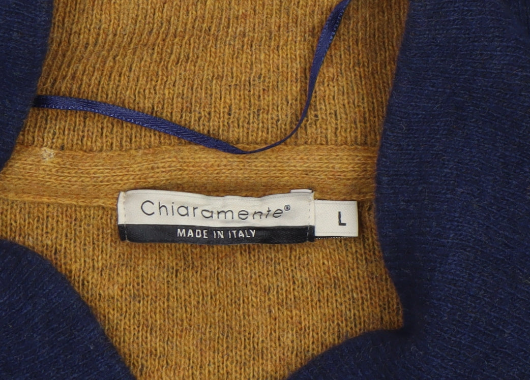 Chiaramente Womens Blue Wool Cape Jumper L Relaxed Fit