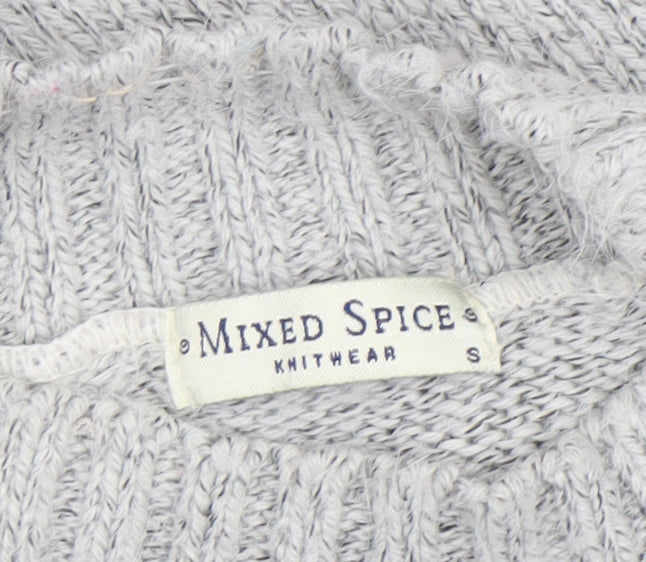 Mixed Spice Womens Grey Mock Neck Knit Pullover Jumper Size S