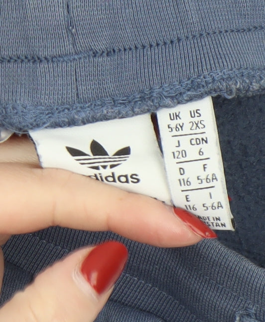 Adidas Boys Blue Jogger Sweatpants 5-6 Years Cotton Blend Elastic Waist