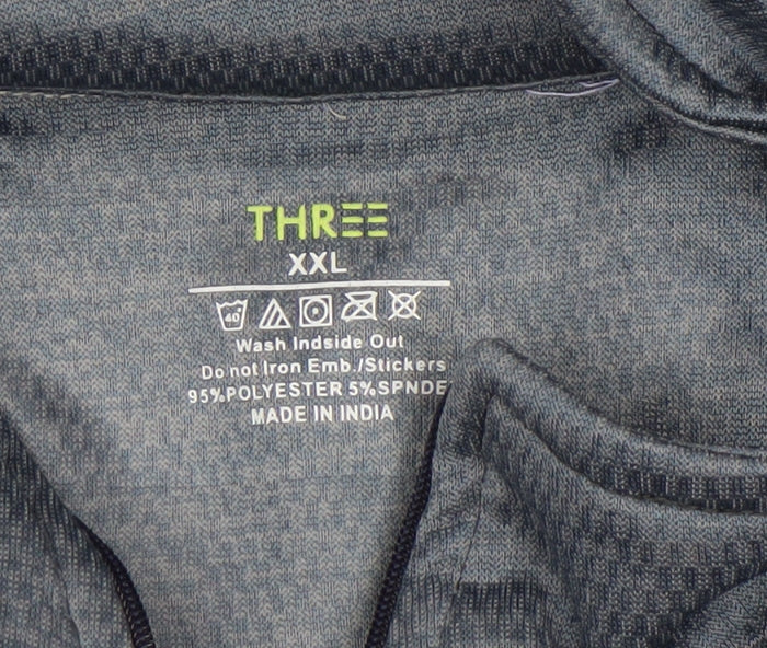 THREE Men's Purple Grey 1/4 Zip Pullover Sweatshirt 2XL