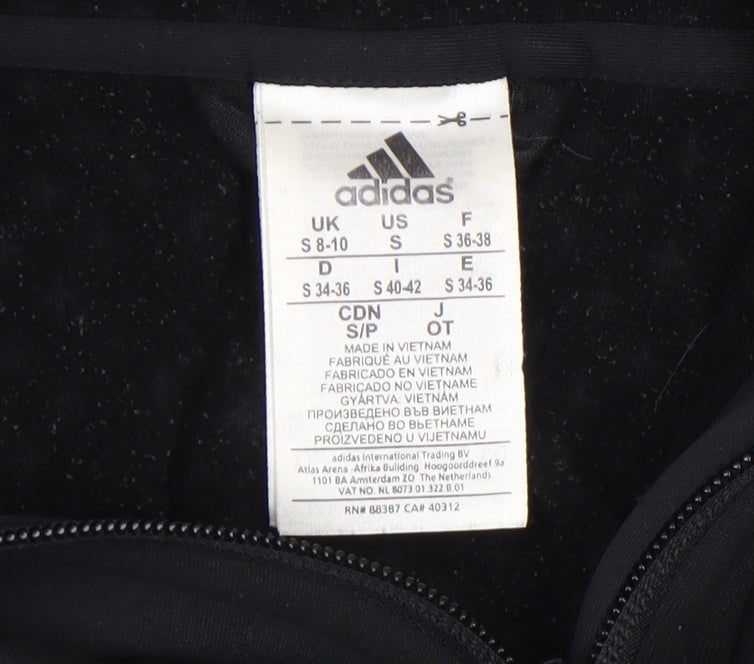 Adidas Women's Black Full Zip Hooded Sweatshirt Size S 8-10 Climalite