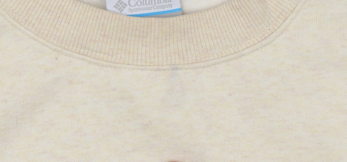 Columbia Men Beige Cotton Blend Crew Neck Sweatshirt M