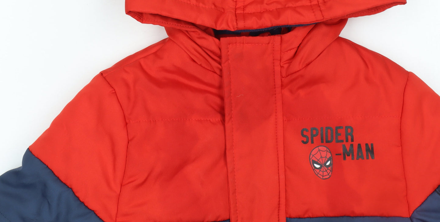 Nutmeg Boys Red Spider-Man Puffer Jacket Hooded 1-1½ Years Winter Coat