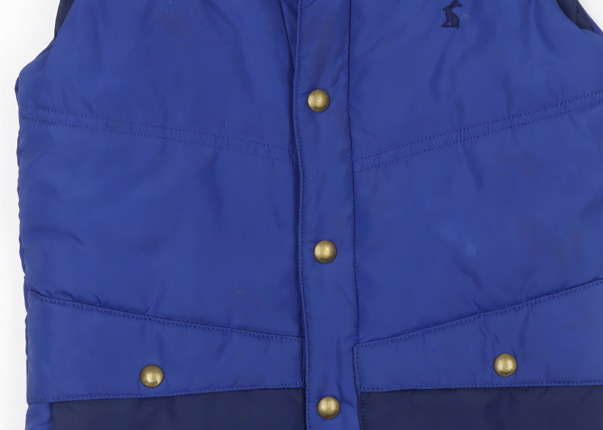 Joules Boys Blue Padded Bodywarmer Gilet 7 Years Polyester Snap Fastening