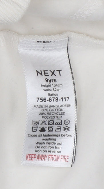 Next Girls Ivory Full Zip Hoodie 9 Years Cotton Blend Casual Sweatshirt