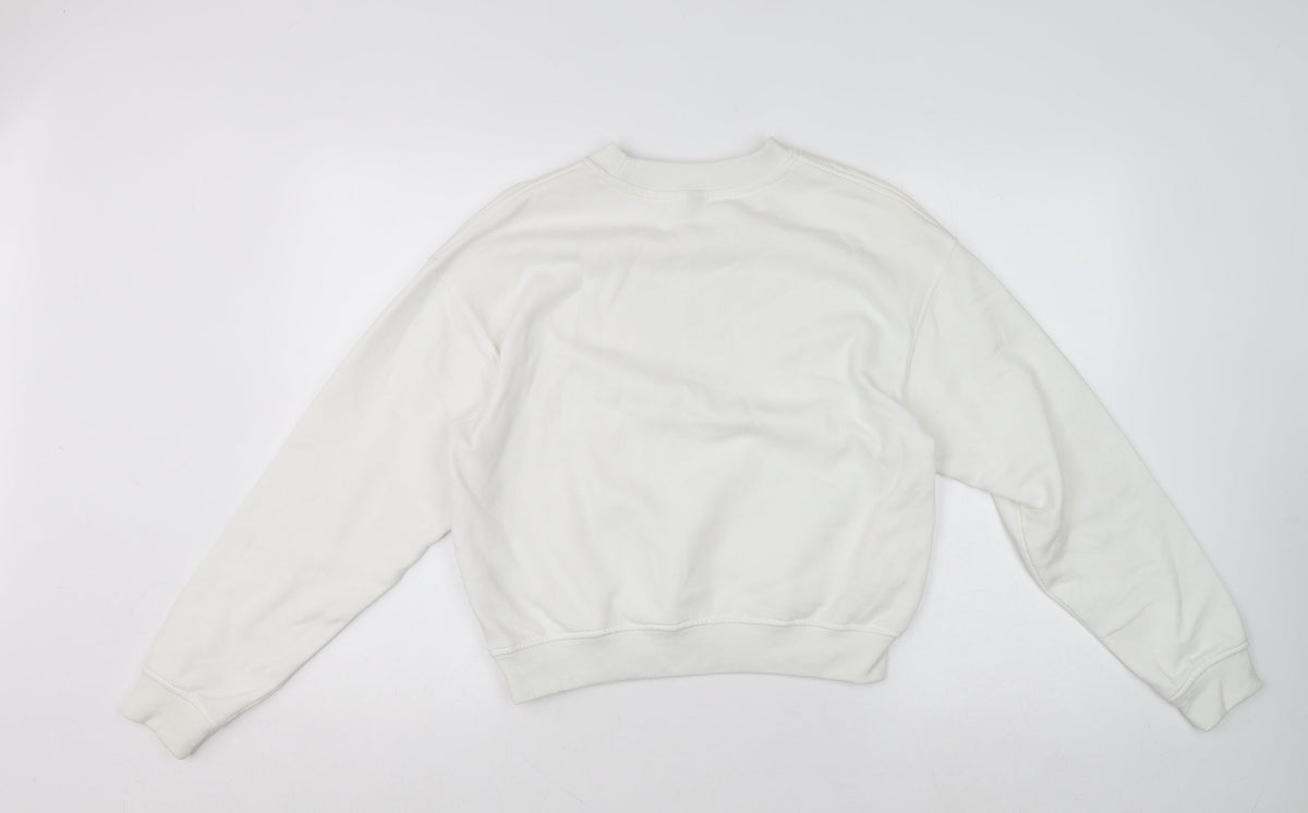 H&M Divided Womens White Butterfly Graphic Sweatshirt Size 8