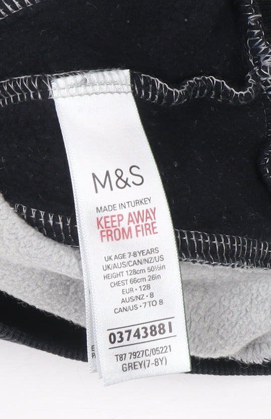Marks & Spencer Boys Grey Raiders Pullover Hoodie 7-8 Years Cotton Blend
