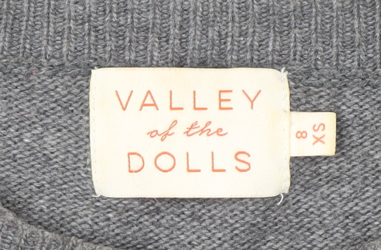 Valley of the Dolls Womens Grey Aztec Knit Pullover Jumper XS