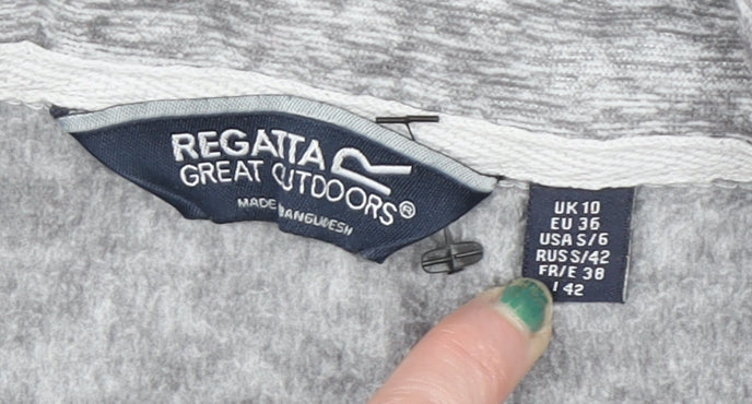 Regatta Great Outdoors Women Grey Full Zip Hoodie UK 10 Polyester Fleece