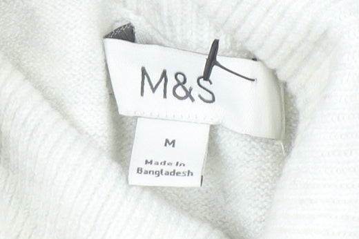 Marks & Spencer Women’s Grey Striped Roll Neck Knit Jumper M