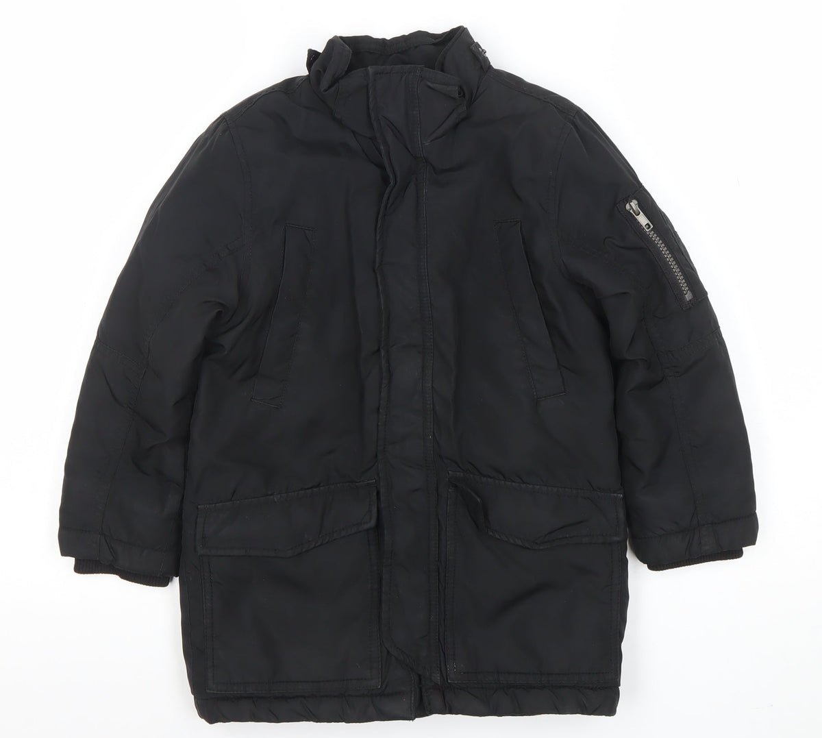 H&M Boys Black Mid-Length Puffer Jacket Coat 6 Years Winter Lined