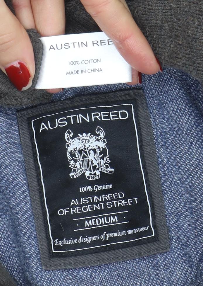 Austin Reed Men's Brown 1/4 Zip Cotton Sweater Medium