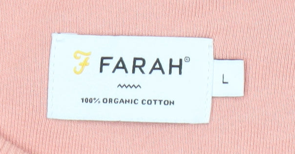 Farah Men's Pink Organic Cotton Crew Neck Sweatshirt Size L