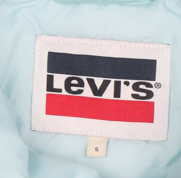 Levi's Women's Blue Hooded Puffer Jacket Size S Winter Zip Coat