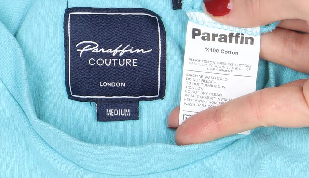 Paraffin Couture Men's Blue Medium Crew Neck Cotton T-Shirt