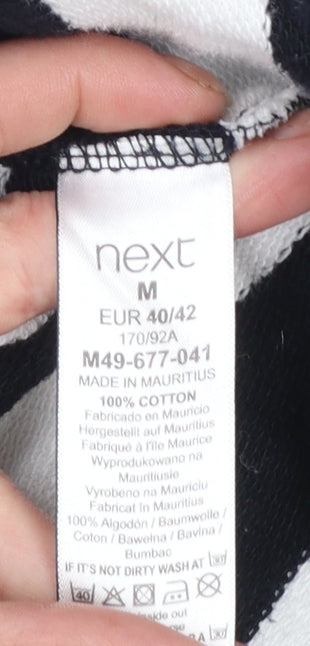 Next Women Black White Striped Cotton Pullover Sweatshirt M