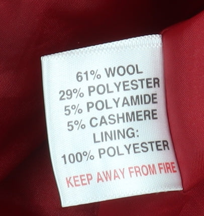 EWM Pure Classics Women Red Wool Blend Pea Coat Size 18