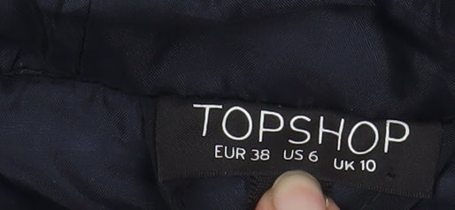 Topshop Women’s Black Puffer Jacket Hooded Size 10