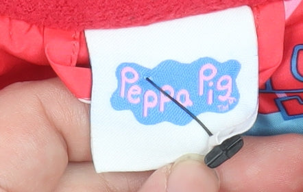 Peppa Pig Girls Red Hooded Puffer Jacket 18-24 Months Lined Polyester