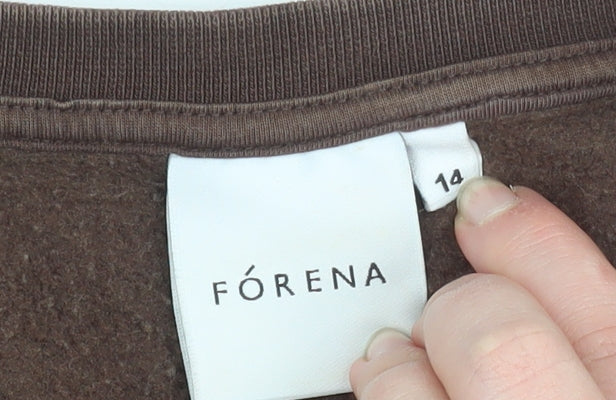 Forena Brown Crew Neck Women's Size 14 Pullover Sweatshirt