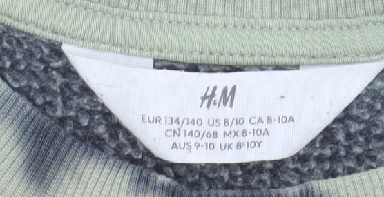 H&M Boys Green Tie-Dye Graphic Pullover Sweatshirt 9-10 Years