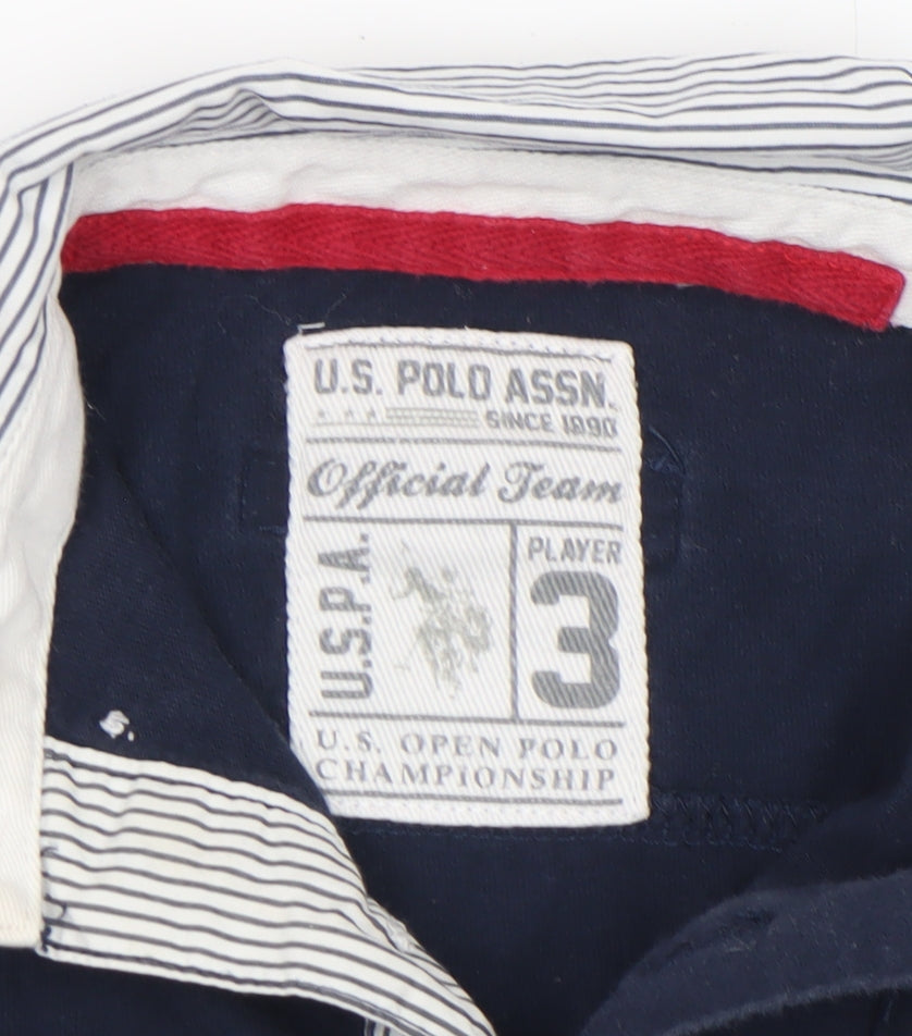 U.S. Polo Assn. Boys Blue Long Sleeve Polo Shirt 3 Years Cotton Embroidered
