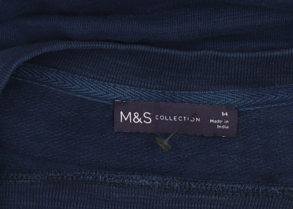 Marks & Spencer Women Navy Blue Ruffle Trim Sweatshirt Size 14