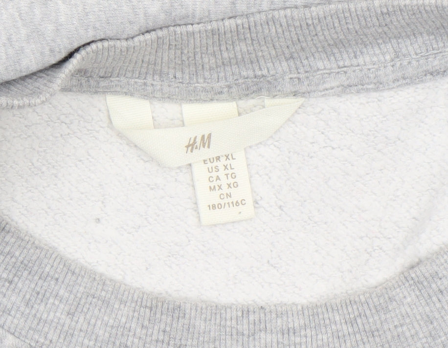 H&M Men’s Grey Paris Logo Pullover Sweatshirt XL Regular Fit