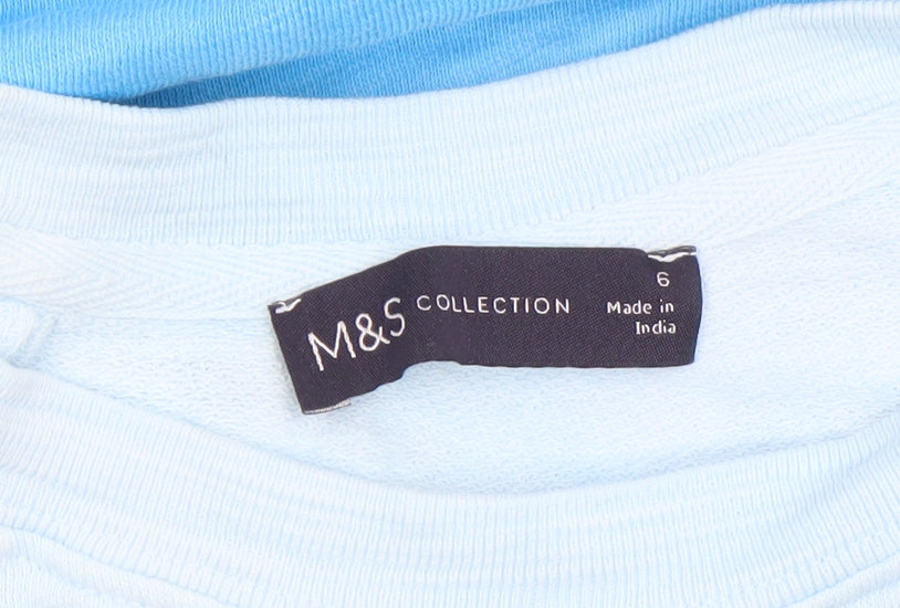 Marks and Spencer Women Blue Ombre Cotton Pullover Sweatshirt Size 6
