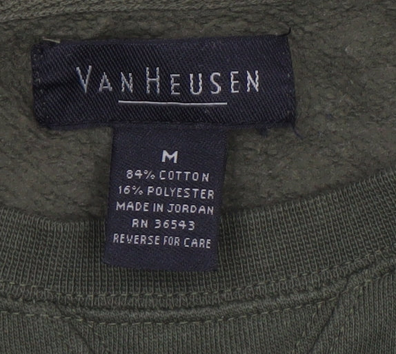 Van Heusen Men's Green Pullover Sweatshirt M Regular Cotton Blend