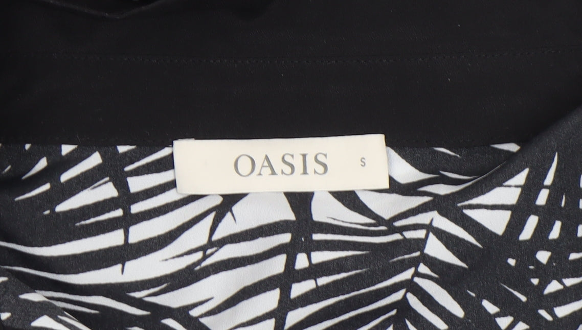 Oasis Womens Black Tropical Print Collared Shirt Dress Size S
