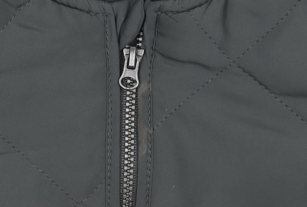H&M Boys Grey Quilted Zip-Up Bomber Jacket 2 Years