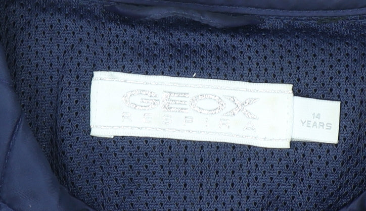 Geox Girls Blue Quilted Mid-Length Belted Jacket 14 Years