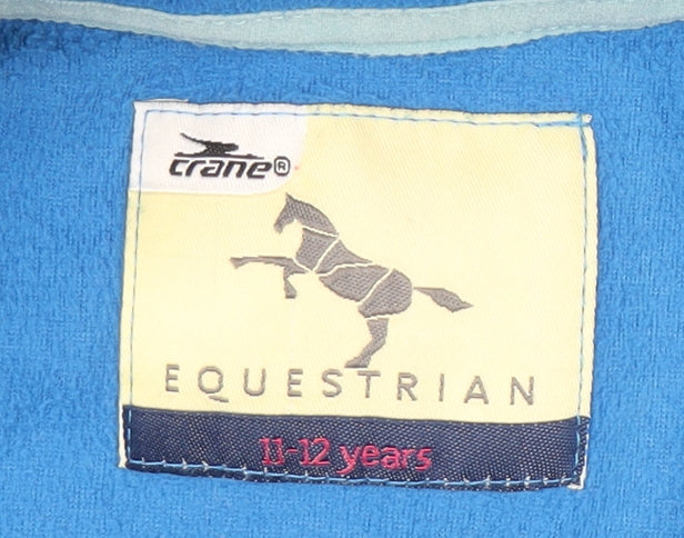 Crane Girls Blue Fleece 1/4 Zip Equestrian Sweatshirt 11-12 Years