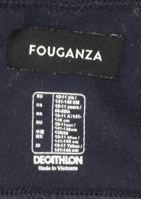 Fouganza Girls Blue Quilted Full Zip Fleece Riding Hoodie 10-11 Years