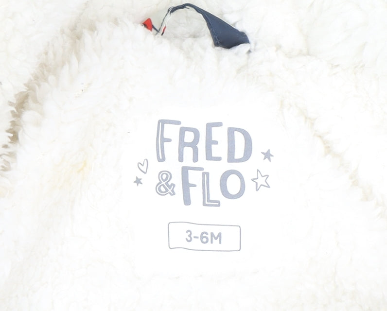 Fred & Flo Blue Puffer Snowsuit 3-6 Months Hooded Winter Baby Suit