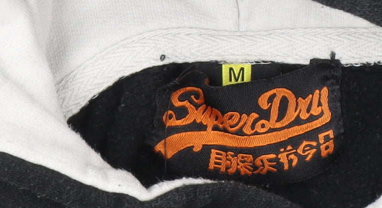 Superdry Boys Black Medium Pullover Hoodie Graphic Print Cotton Blend