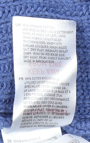 White Stuff Women's Blue Colour Block Cotton Jumper UK 8 Knit Relaxed Fit