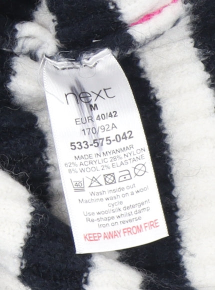 Next Women’s Pink Black White Striped Mock Neck Jumper Size 14